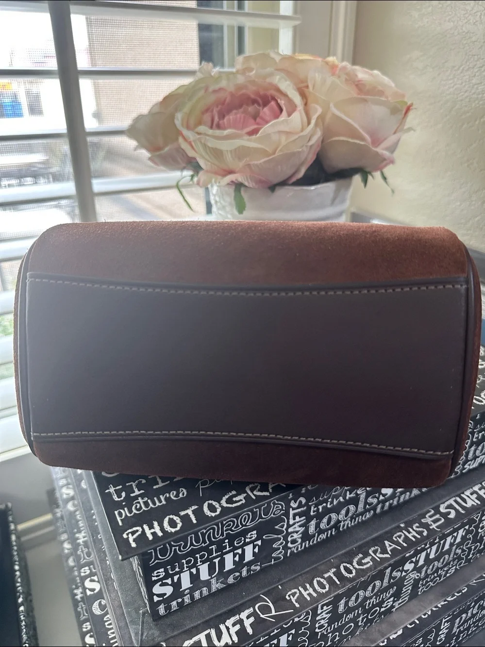 NWT Coach mini Rowan in vintage brown suede